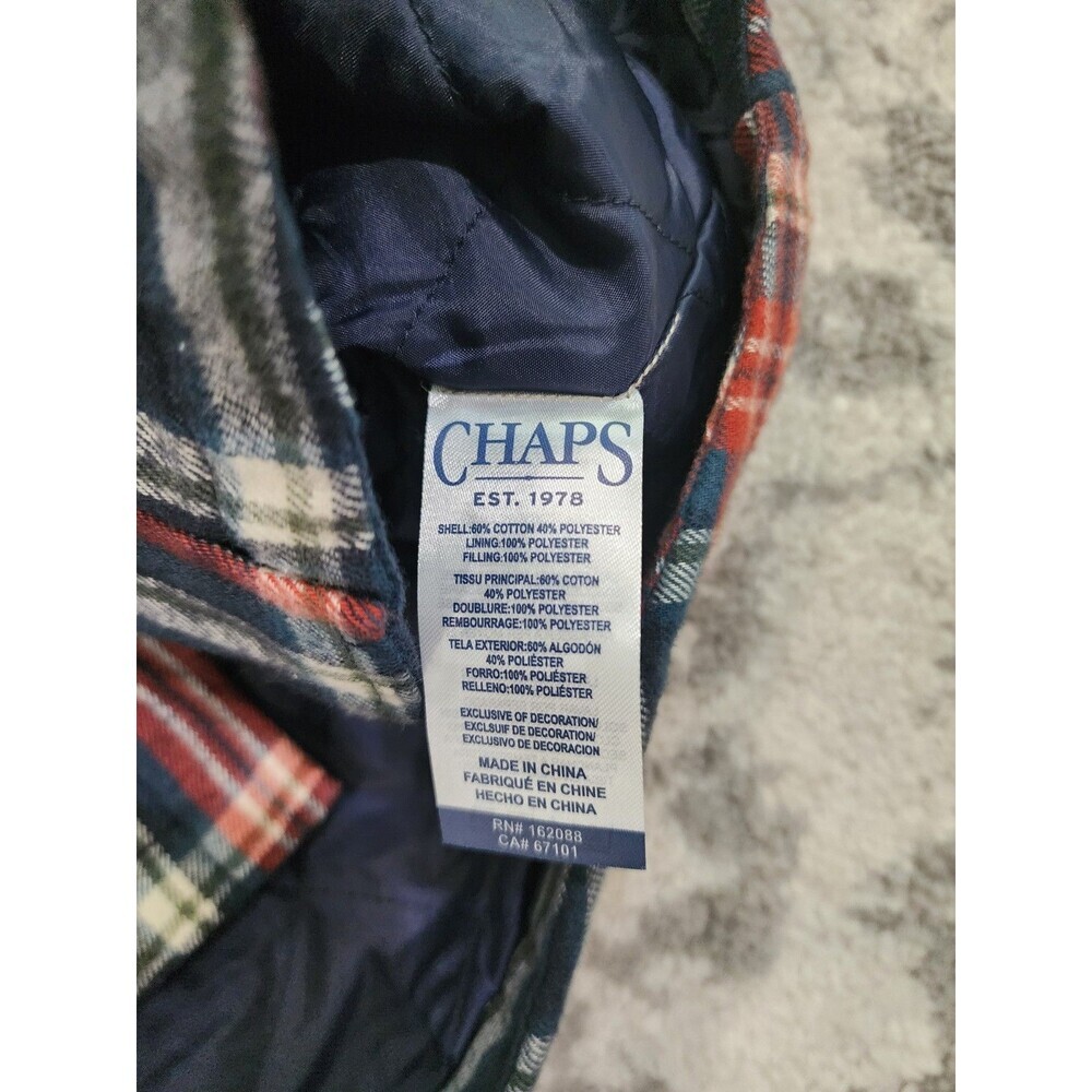 NEW Chaps Corduroy Collar Quilted Plaid Flannel Button Down Shacket Men's Medium - Picture 7 of 8